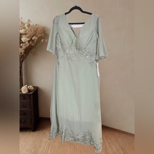 Elegant Green Embroidered Dress